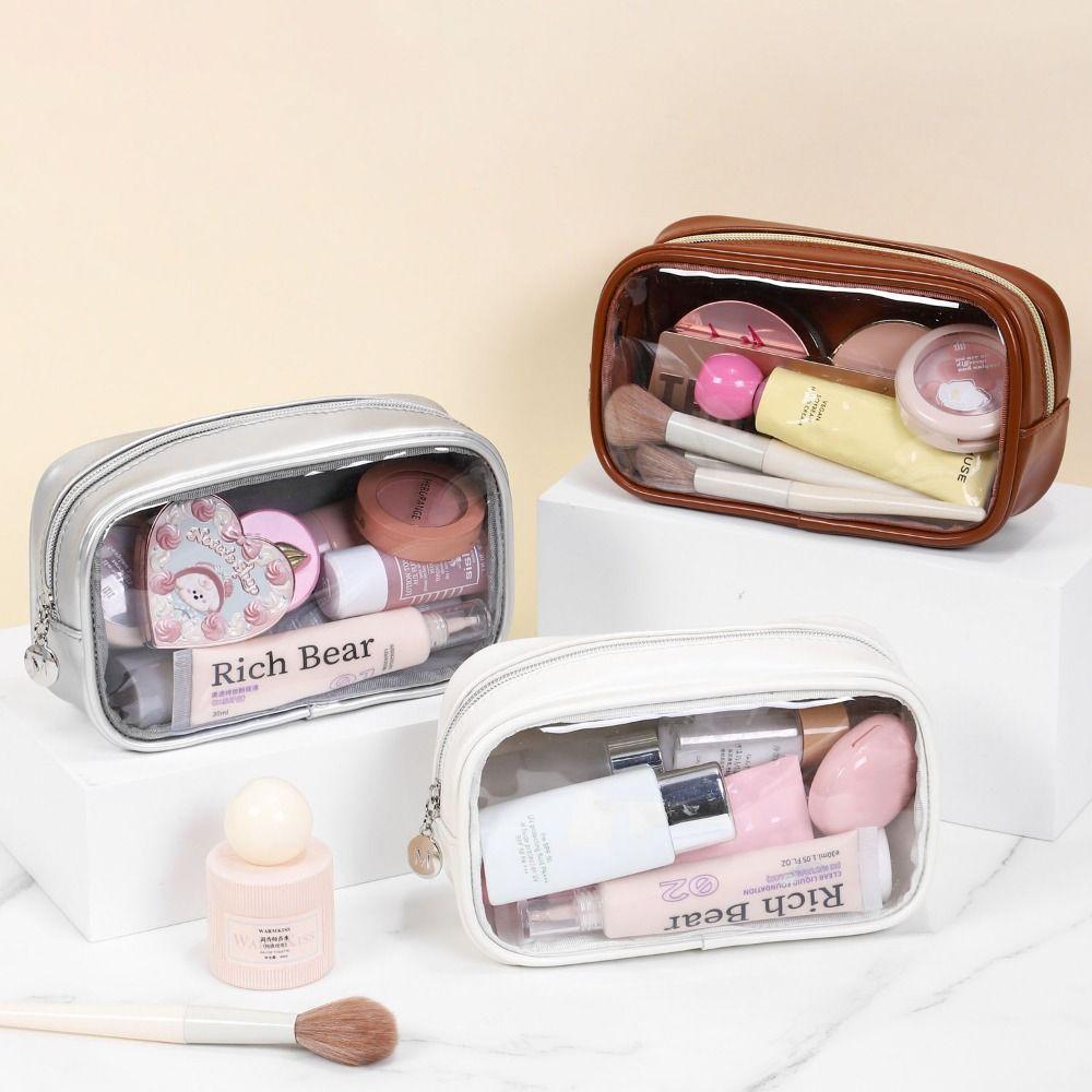Pvc Storage Toiletry Bag Large Capacity Make Up Bag Portable Transparent Cosmetic Bag  Girls