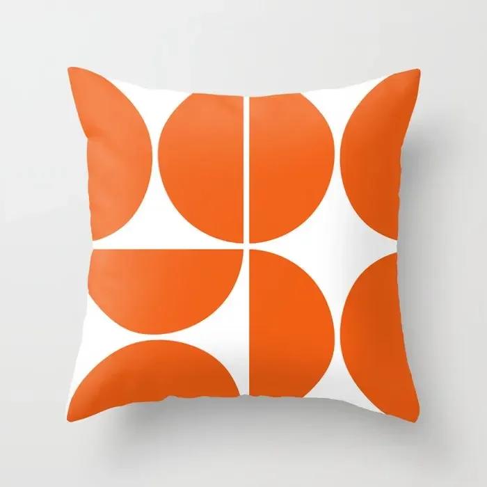 45*45Cm Orange Color Throw Pillow Case Mid Century Geometric Cushion Covers For Home Sofa Chair Decorative Pillowcases