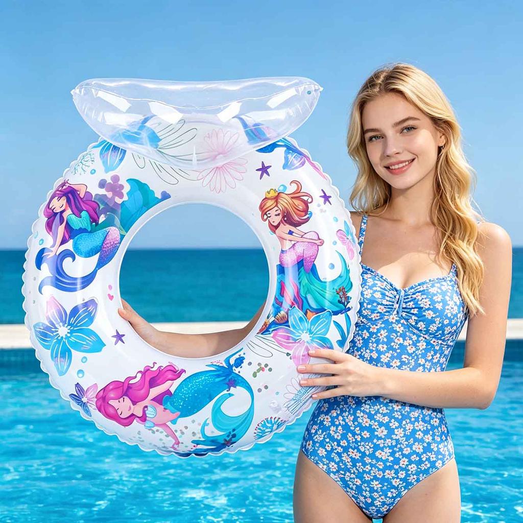 1PC Mermaid Inflatable Swim Ring Pool Float Durable PVC Comfortable Seat Summer Beach Swimming Pool Toy Ring
