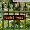 2D Flat 1pc of Vintage Gothic Haunted House Metal Sign - Large 15.7×3.94inch Horror Themed Distressed Font and Bold White Letters - Heavy-alumium
