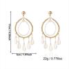 Bohemia Fashion Dopamine Sea Star Shell Pearl Beaded Circular Dangle Earrings for Women Summer Beach Vacation Style Jewelry Gift