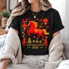 Chinese New Year Fire Horse Cotton Shirts Year Of The Horse Lunar New Year Lantern Oneck Printed Tops Ropa Mujer Women Clothes