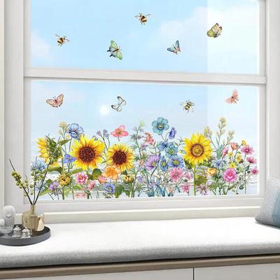 Garden Flower Window Clings Stickers DIY Versatile Home Decoration Wall Decals for Living