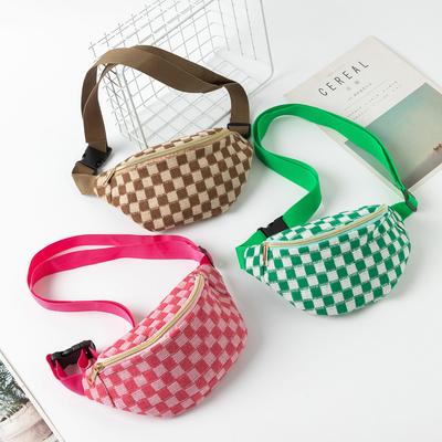 Checkered Waist Bag, Adjustable Belt Storage Bag, Small Crossbody Bag, Portable Travel Makeup Bag, Cute Plaid Pattern Makeup Bag
