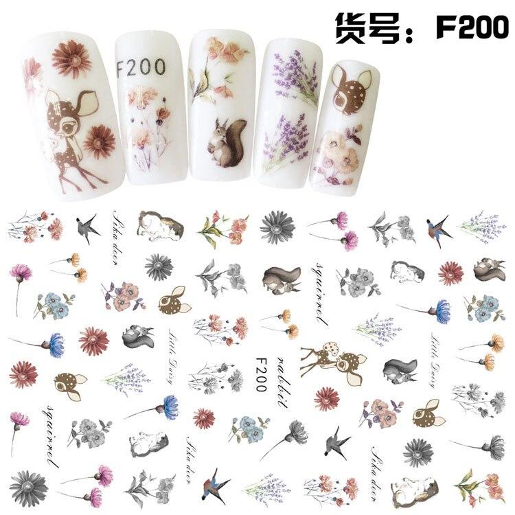 1pc 3D Nail Stickers Spring Summer Natural Flower Leaves Simulation Dried Flower Dragonfly Nail Applique Water Slides Decoration