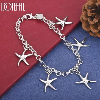 925 Sterling Silber Seestern Anhänger Armband Mode Hochzeit Schmuck
