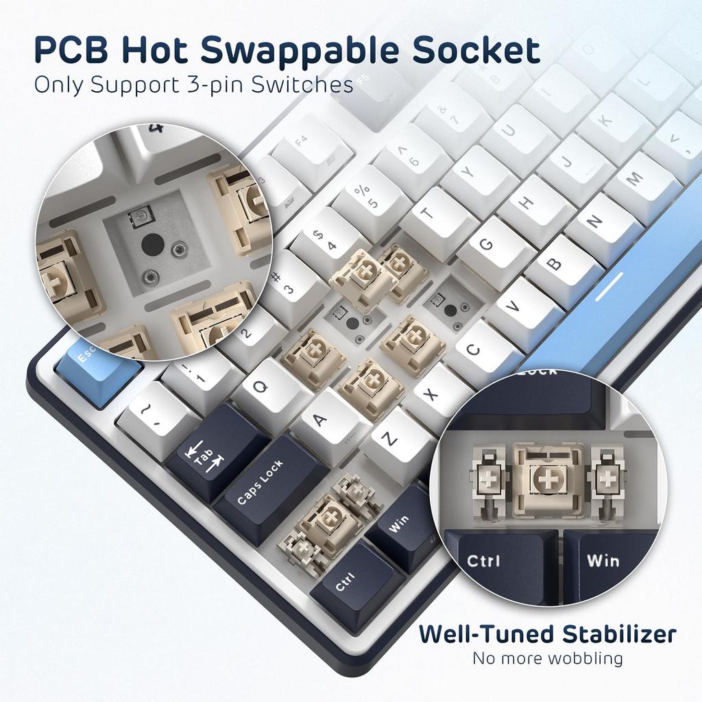 RK ROYAL KLUDGE X104 Mechanical Wired Creamy Gaming Keyboard Numpad and 104 Linear RGB Online Software for US QWERTY Full-Size Keyboard, (with Knobs),
