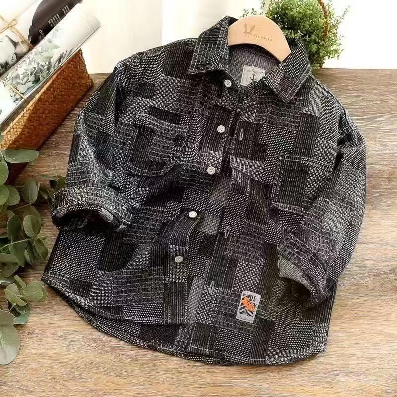 Boys' Long Sleeve Denim Shirt - 2026 Spring/Autumn Casual Cardigan Jacket