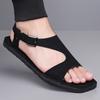 Men Black Sandals Slippers Handmade Simple Flats Summer Roman Sandals Open Toe Beach Shoes Plus Size