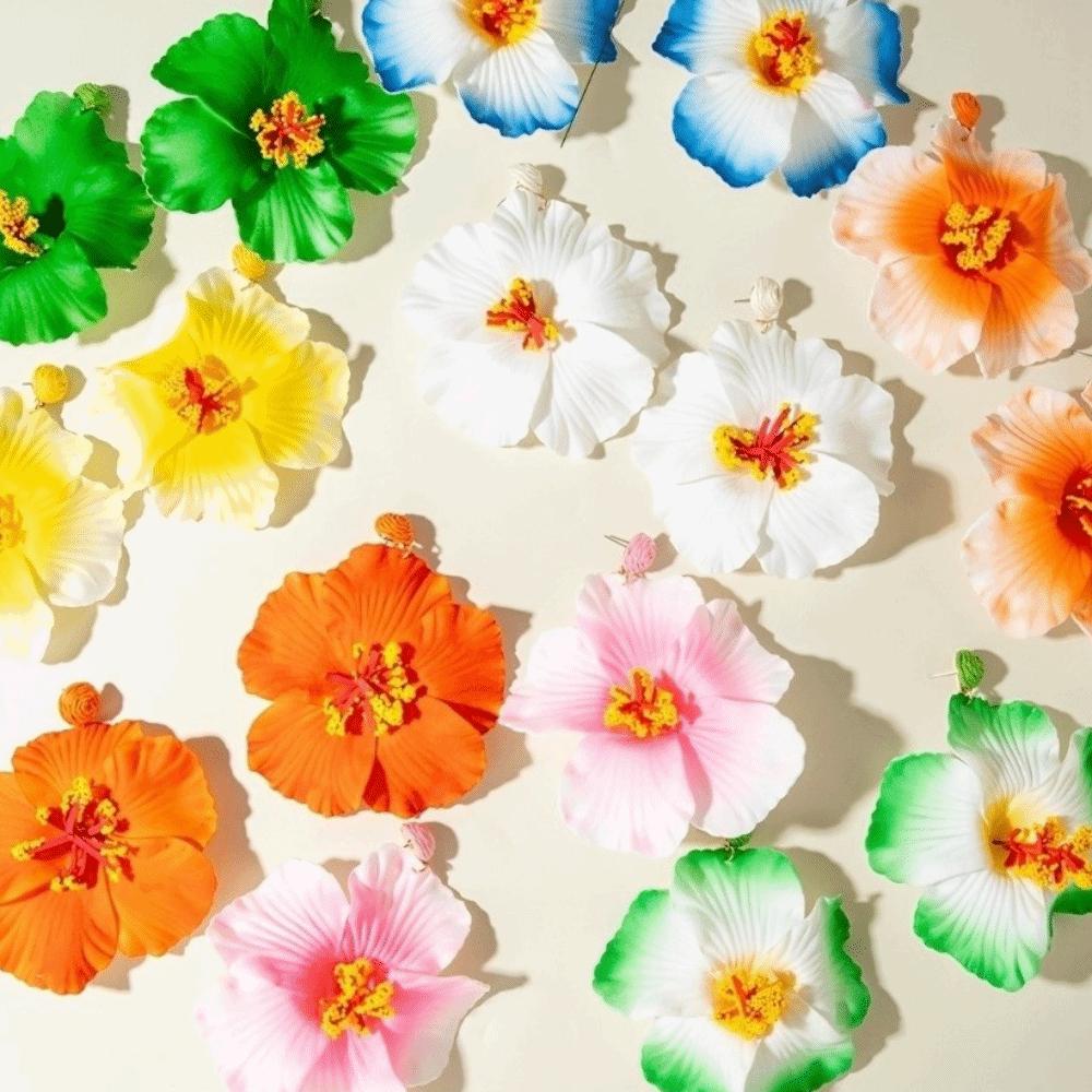 Sweet Floral Pendant Earrings Cloth Beach Drop Earrings Elegant Fabric Flower Earrings  Girls