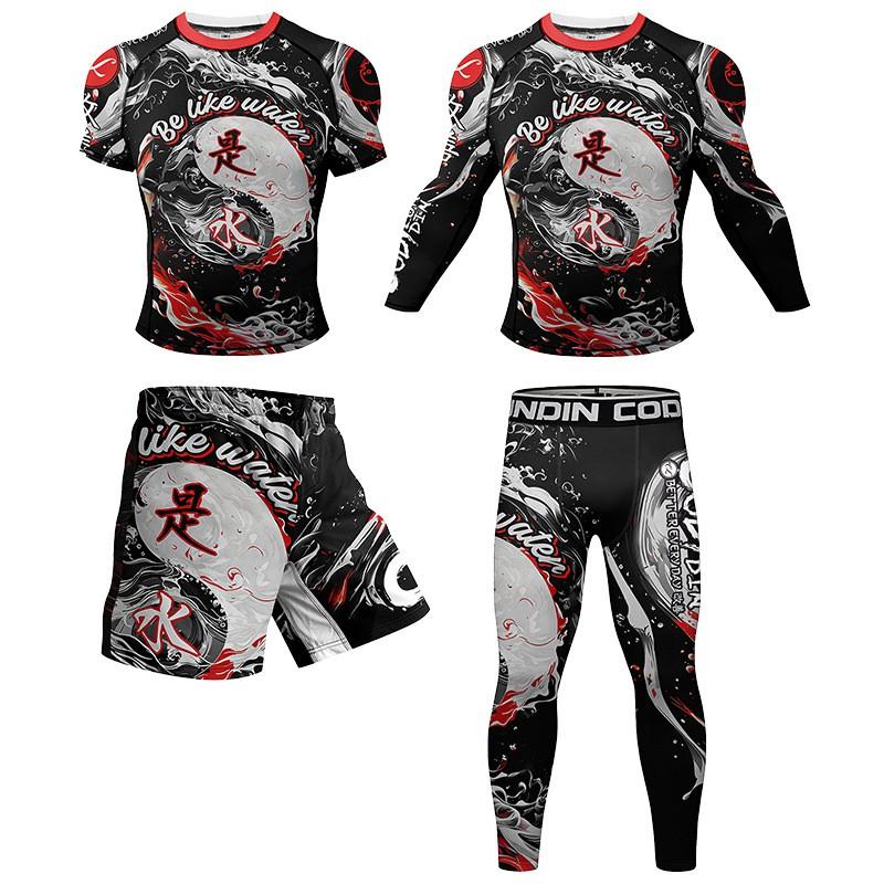 Mens Quick-Dry Athletic Set: Compression T-Shirt Shorts Breathable Sportswear Running Gym