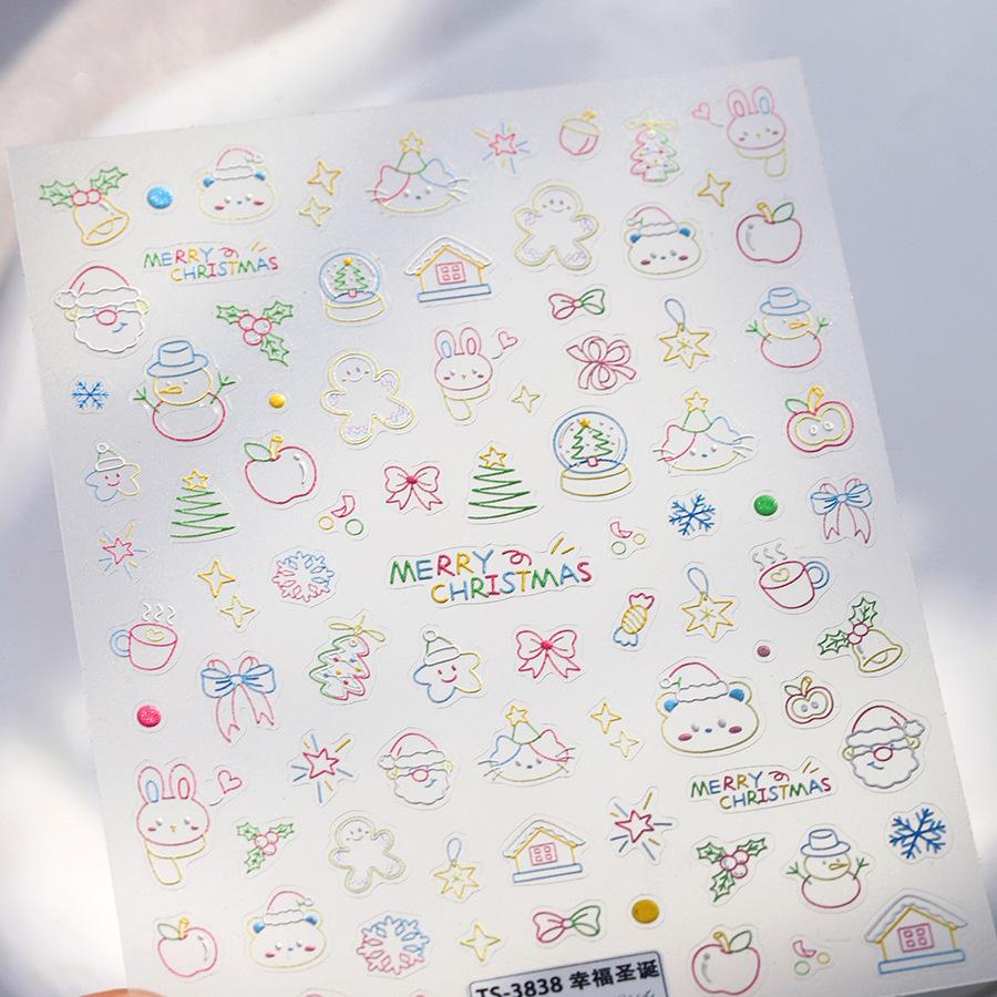

TENSOR Embossed Christmas Nail Art Stickers TS-3838 - Happy Christmas Design