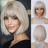 Європейська та американська модна боб-перука, світло-русява коротка пряма термостійка волосяна накладка