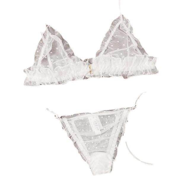 European and American Mesh See-Through Sexy Lingerie Set - Three Pieces