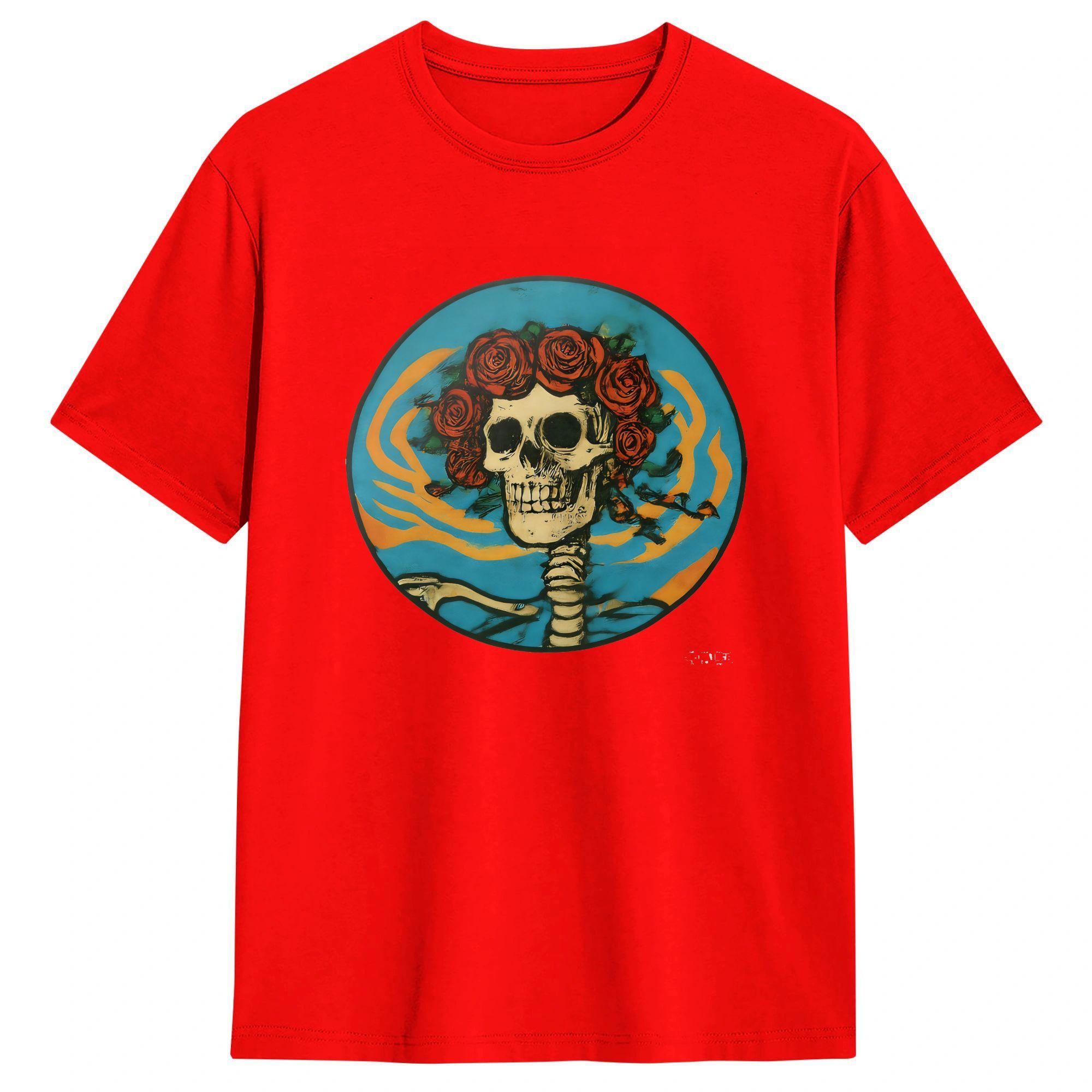 

Oversized T Shirt Summer Vintage Gratefuls Deads Skeleton Rose Trending T Shirts Cotton Tee Shirt Unisex Retro Short Sleeve Tops S