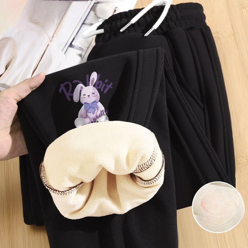 Осенне-зимние модные свободные утолщенные брюки с высокой талией и флисом для женщин — фото 5