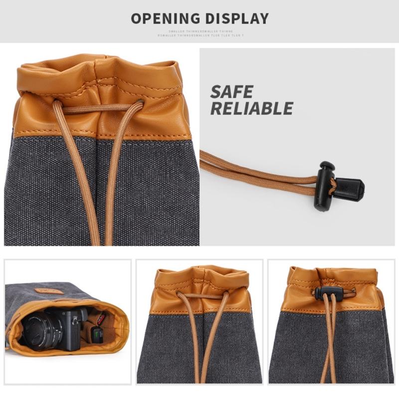 Ergonomic DSLR Camera Drawstring Bag Breathable Padding Multiple Small Compartments For Secure Carrying
