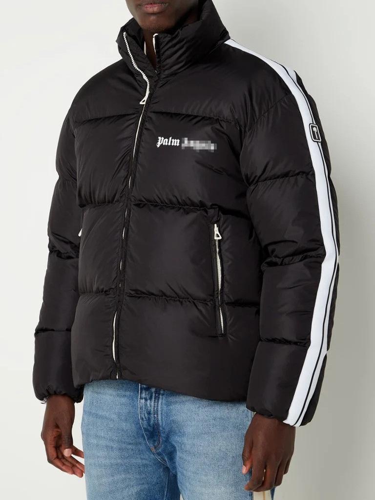 Unisex Palm Angel Striped Color Block Letter Print Stand Collar Cotton Jacket