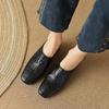 Fashion Genuine Leather Shoes Women Square Toe Chunky Heel Women Mules Concise Sheepskin Women Slippers Black Handmade Shoes for Women
