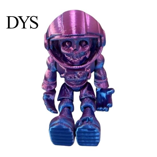 Stress Relief Fidget Toy 3D Printed Skull Astronaut Figurine, Articulated Skeleton Spaceman Action Figure, Cool Room Decor Halloween Movable