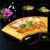 Piatto rettangolare a ventaglio per sushi Contenitore per sashimi Tavola di bambù Stoviglie giapponesi in bambù Tavola di legno per sushi