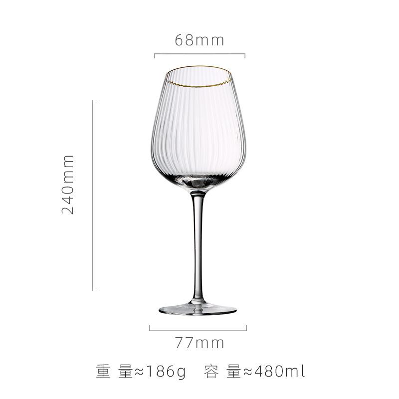 Set di bicchieri da vino con bordo dorato Cristallo Europeo Bicchiere Highball con Linee Verticali per Home Bar