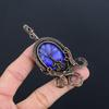 Blue Sapphire Pendant, Handmade Gemstone Pendant, 999 Copper Wire Wrapped Pendant Antique Jewelry, For Engagement Gift