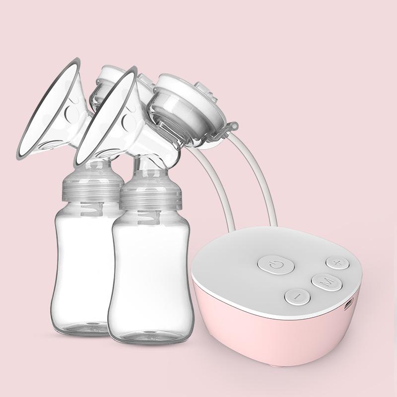 Double-Sided Electric Hands-Free Breast Pump with Large Suction розовый