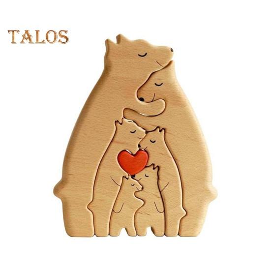 3/4/5/6Pcs Quebra-cabeça de família de ursos de madeira com nome Quebra-cabeça de madeira personalizável Decoração para casa Brinquedo educacional Aniversário