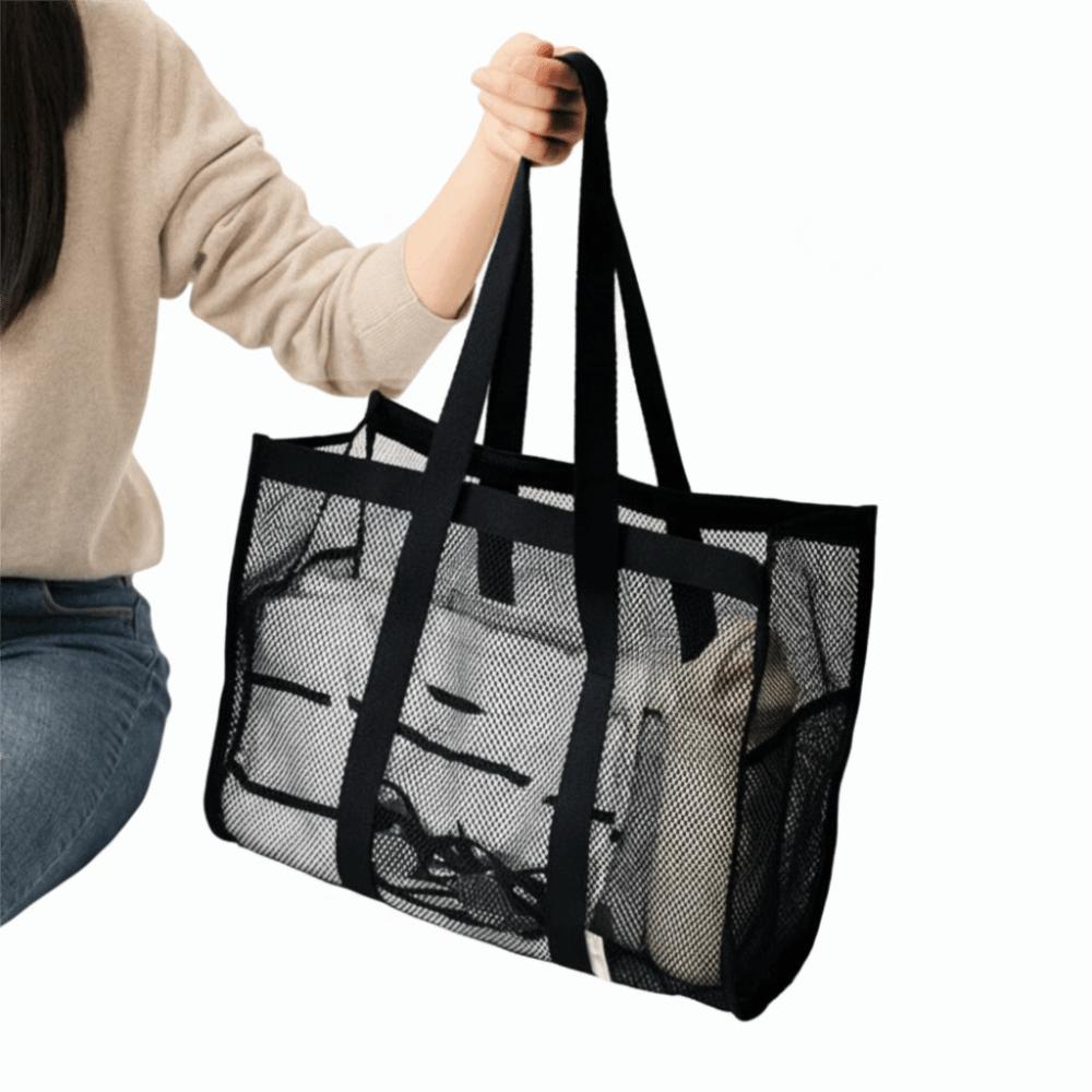 Portable Large Capacity Storage Bag Ultra Light Foldable Beach Bag Mesh Material Travel Organizing Bag Travel