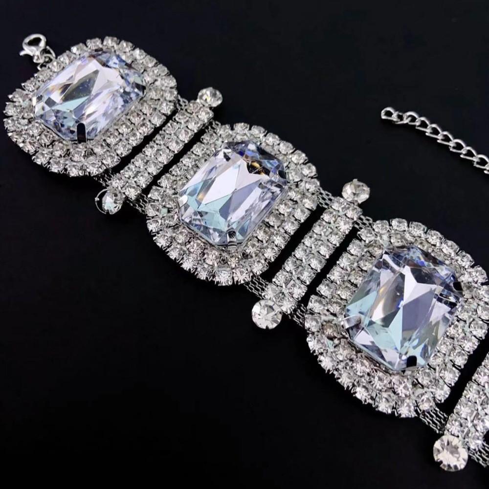 Geometric Square Water Drop Crystal Bracelet For Women Party Wear Jewelry Gift