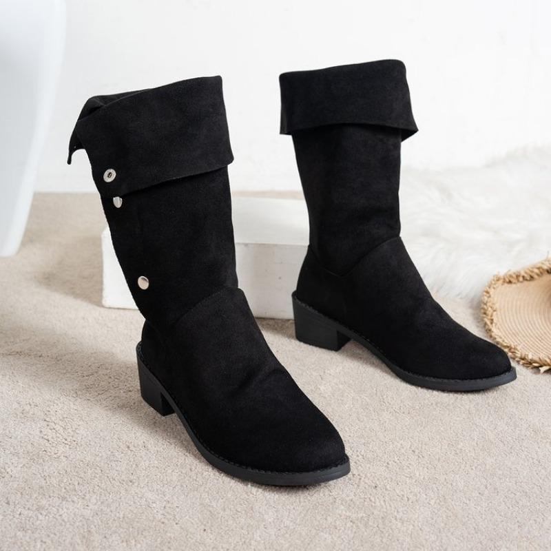 Neue Herbst-Winter-Stiefel im koreanischen Stil für alle Anlässe - Schlanke und stilvolle Stiefel, die unter das Knie reichen, Große Größen, Röhrenförmige Damenstiefel