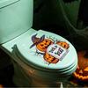 Halloween Theme Home Accents Pumpkin Toilet Cover Sticker, Spooky Trick or Treat Retro Bathroom Stickers Lid Decals, Self Adhesive Wall Decoration for