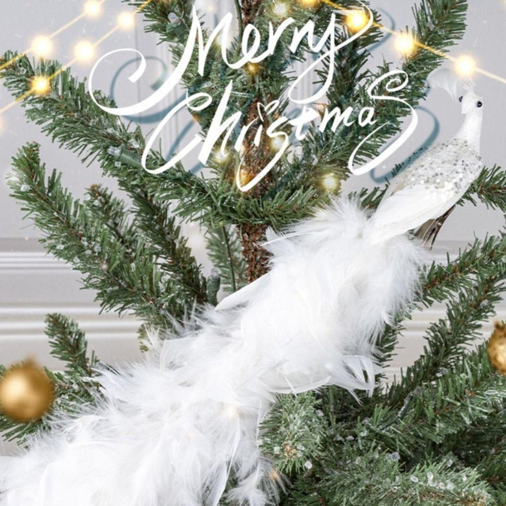 

Beautiful Simulation White Peacock Light Weight Real Feather Pendant Christmas Tree Decoration