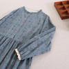 Vintage Floral Long Sleeve Dress, Women Casual Lace Hem Loose Swing Dress, Spring Elegant Slim Long Dress