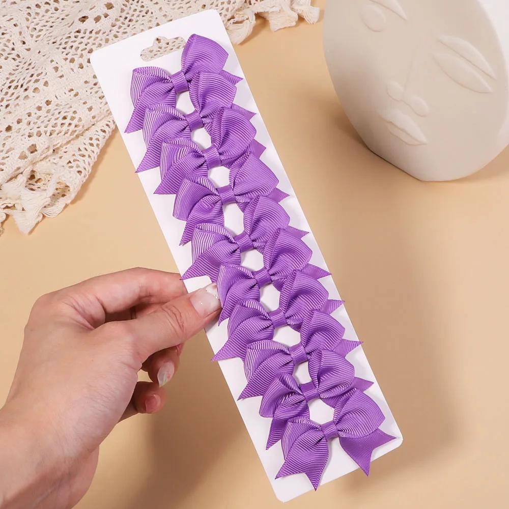 10Pcs/Set Solid Color Grosgrain Ribbon Hairpins for Kids Bows Hair Clips Boutique Handmade Headwear Girls Baby Hair Accessories