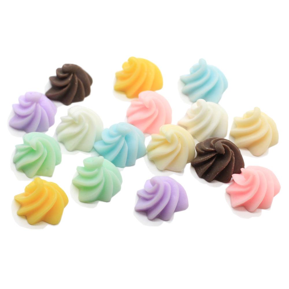 100Pcs/Pack Pastel Color Meringue Sugar Candy Ornament Mixed Artificial Candy Craft Resin Flatback Cabochons Scrapbooking DIY 14*14*10MM-100pcs/bag