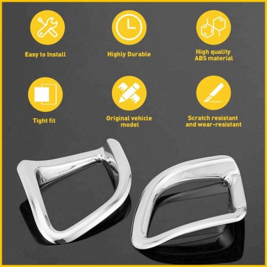 Rear Bumper Fog Cover Light Fit Toyota Highlander 2014-2018 Chrome Trim