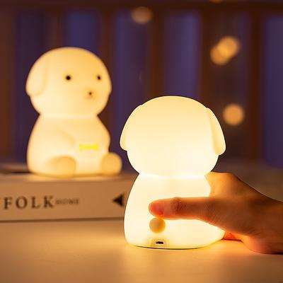 Silicone Dog Material Small Night Light LED Lamp USB Charging Colorful Colorless Lighting Shooting Sleep Lamp