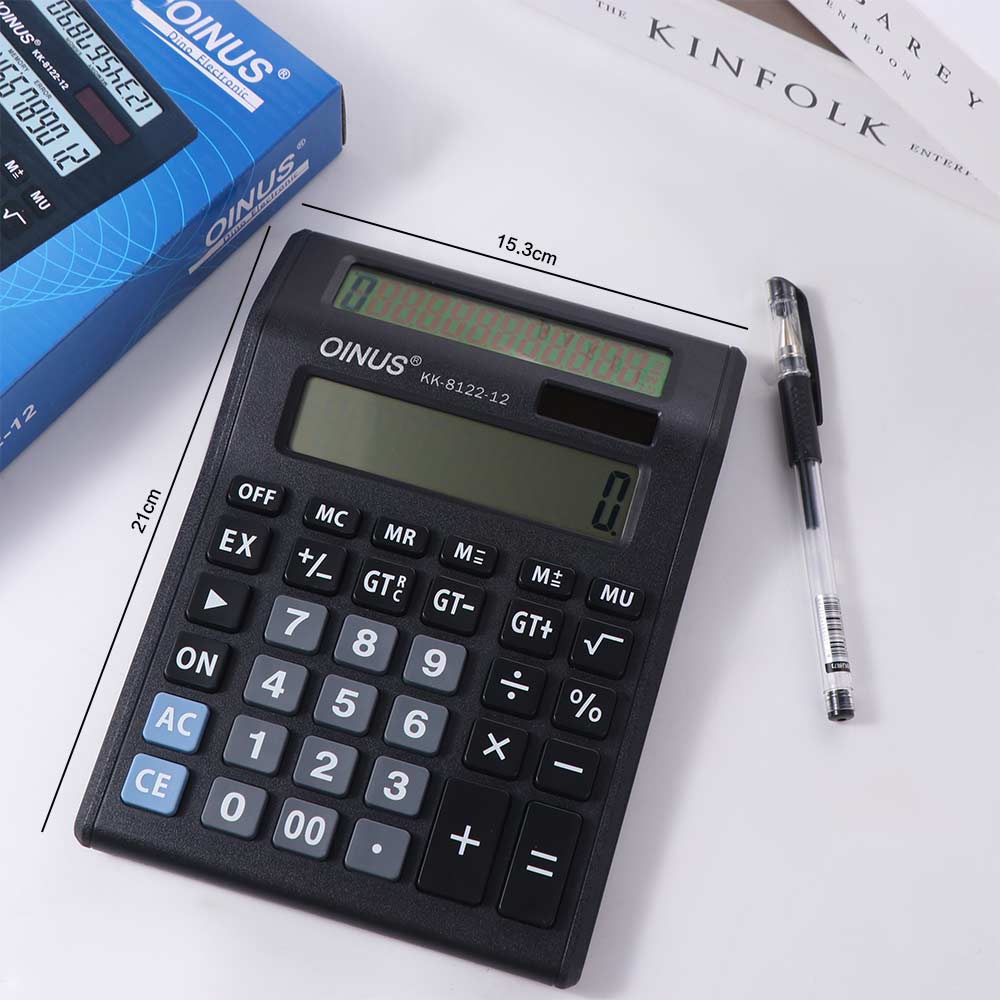 Multifunctional Solar Dual-Screen Calculator Efficient Calculation Stationery 12 Digits Calculator Portable Easy To Use