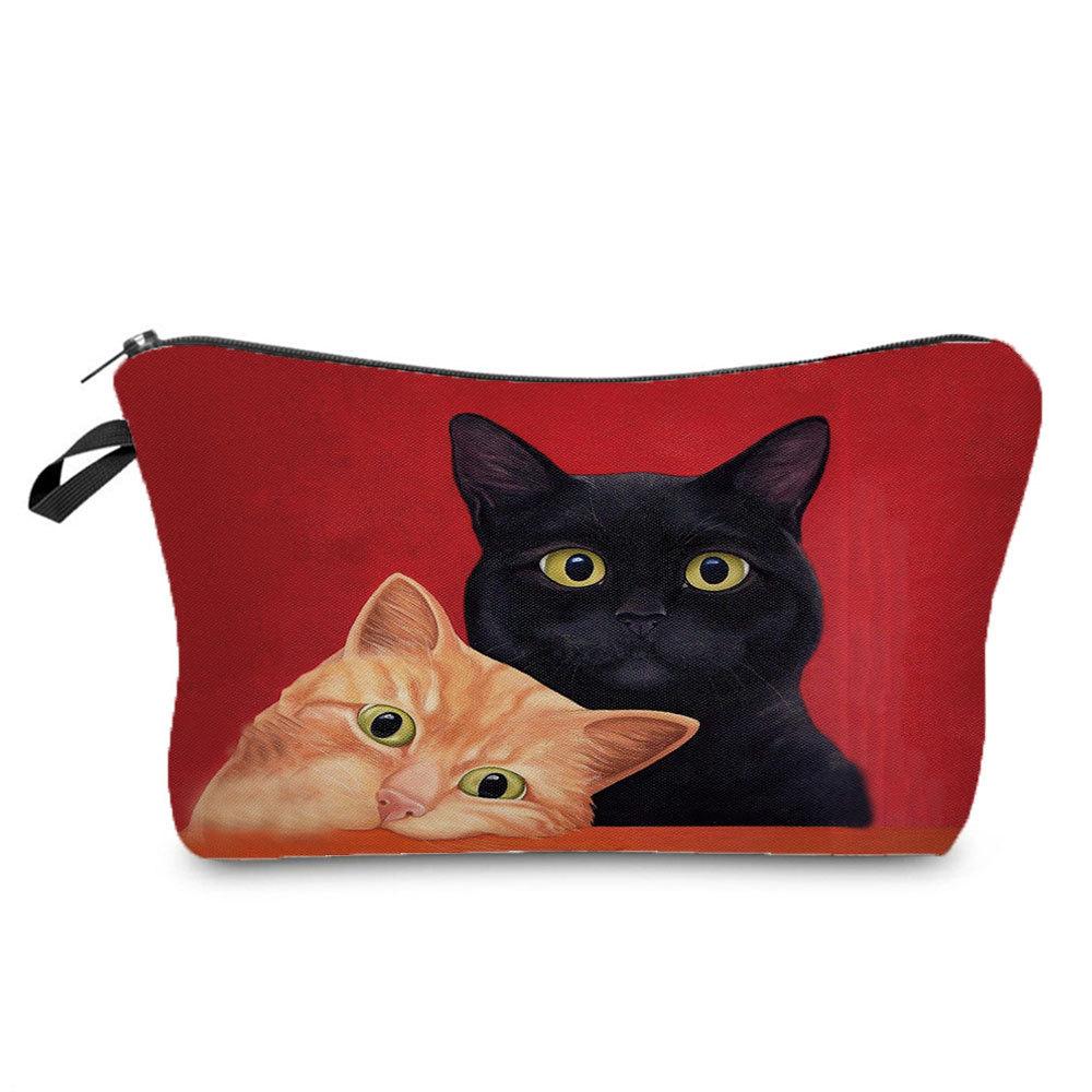 Women Cat Print Cosmetic Bag Toiletries Organize Travel Storage Case KTB
