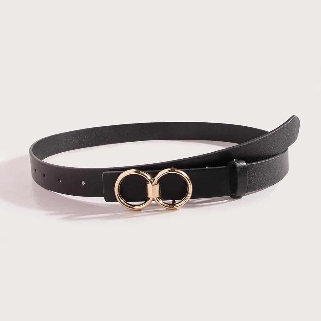 Spring New 8-shaped Buckle Simple and Versatile PU Belt for Women, Fashionable Commuting Buckle Belt