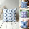 Blue And White Geometric Pillow Case Double-Sided Plush Sofa Cushion Covers Organic Breathable Invisible Zipper