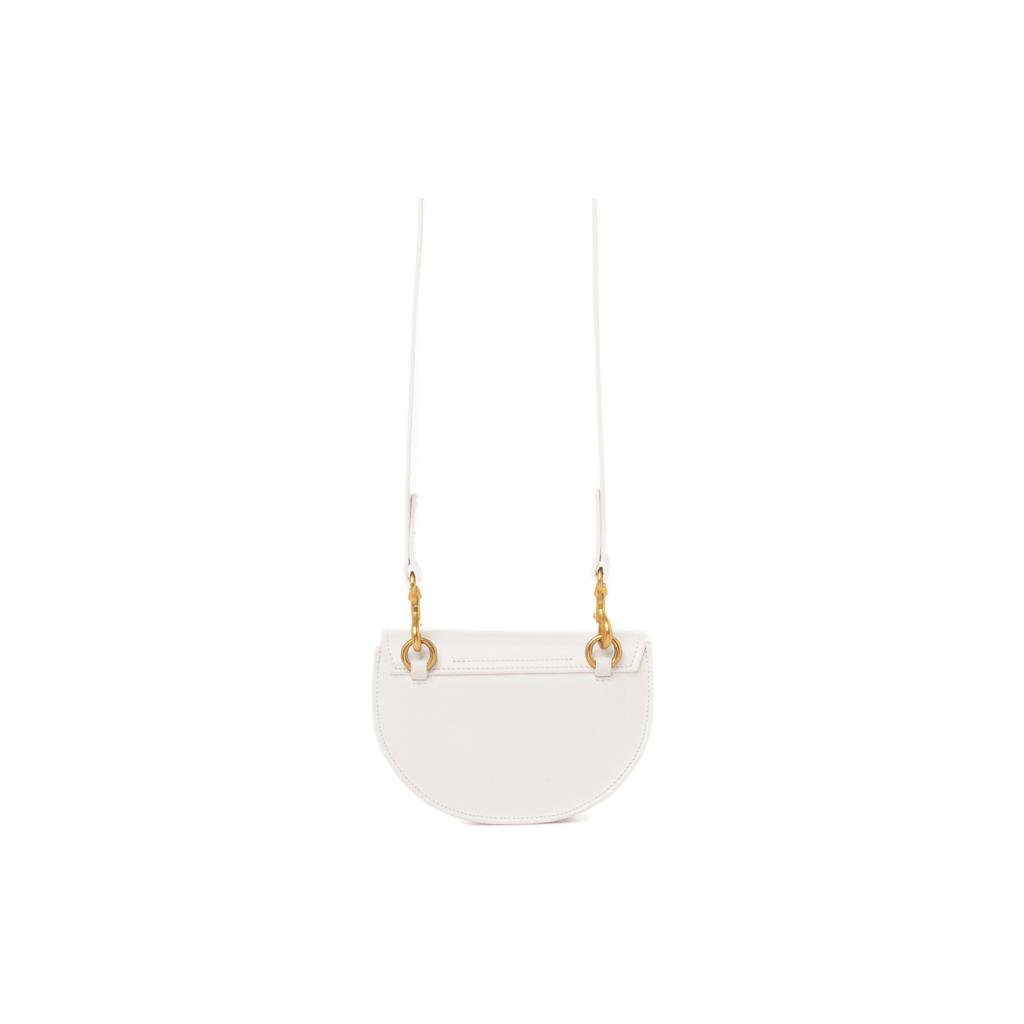 Chloe Marcie Snap Closure Half-Moon Shape Smooth Calfskin And Lambskin Flap Shoulder Crossbody Mini Bag Women Bags White CHC23-AP847K82-110