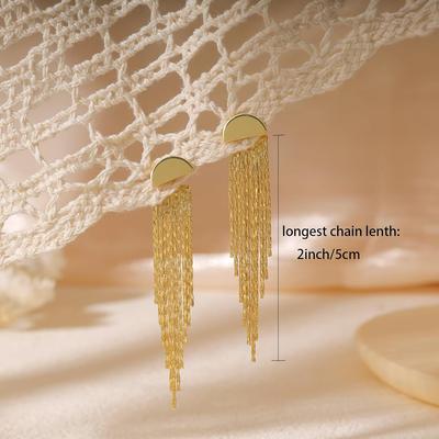 Golden Earrings for Women Tassel Dangle Earrings for Women Trendy Hypoallergenic Long Chain Earring Dainty Drop Earrings Elegant Wedding Earring