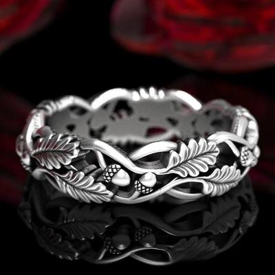 Huajie Thorny Retro Alloy Ring - Creative, Stylish, Literary Forest Design