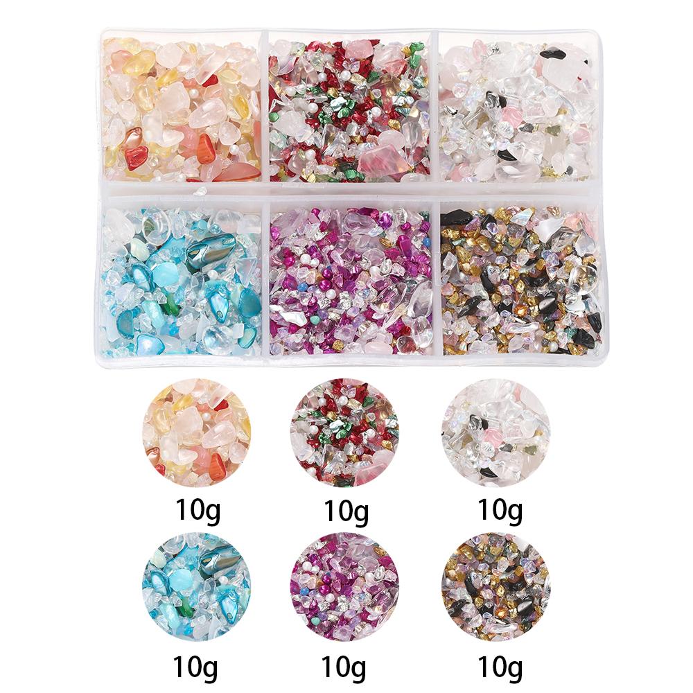 60g/Box Mixed Colorful Glass Crystal Crushed Stone Beads for DIY Resin Fillers Material Jewelry Making Accessories Nail Crafts