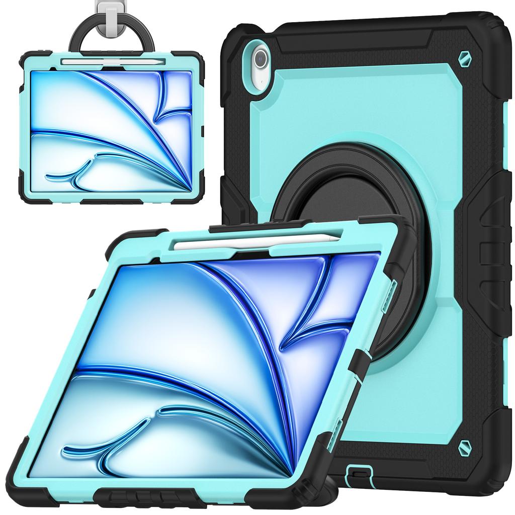 For iPad Air 13 (2025)/(2024) Case PC+Silicone Tablet Cover with Kickstand,Strap