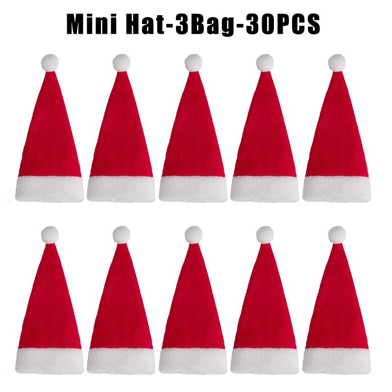 Holiday Table Setting Set Mini Santa Hat Christmas Cutlery Cover Bottle Cosy Flannel Utensil Holder Decor
