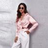 . Real Shot, Satin Shirt, Women's Satin Imitation Silk Long-sleeved Shirt, New European and American Women's Clothing